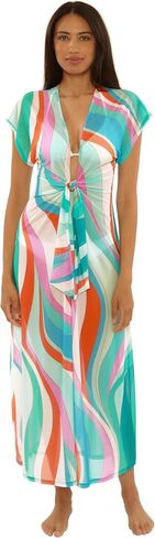 Trina Turk Women's Apollo Mesh Maxi Dress, Tie Front, Casual, Beach Cover Ups for Women in Kuwait
