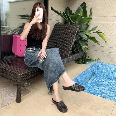 Women's Jelly Mesh Slides Casual Comfortable Closed Round Toe Slip On Soft Sole Clear Mule Sandals for Summer Indoor Outdoor Vacation Beach Slippers in Kuwait