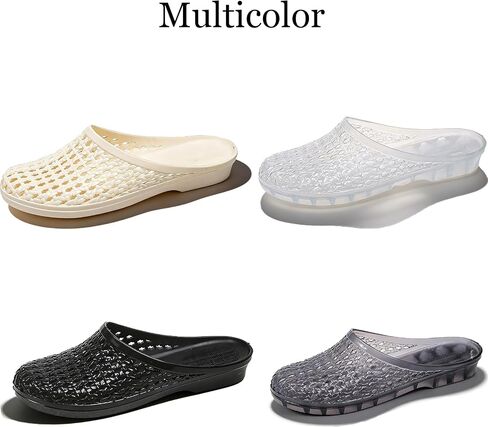 Women's Jelly Mesh Slides Casual Comfortable Closed Round Toe Slip On Soft Sole Clear Mule Sandals for Summer Indoor Outdoor Vacation Beach Slippers in Kuwait