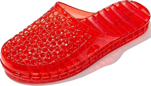 Women's Jelly Mesh Slides Casual Comfortable Closed Round Toe Slip On Soft Sole Clear Mule Sandals for Summer Indoor Outdoor Vacation Beach Slippers in Kuwait