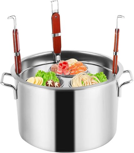 YJINGRUI Commercial Pasta Pot, 28.5 Quart, Stainless Steel Pasta Cooker with Insert Strainer Colander for Home Kitchen Restaurant, 4 Holes in Kuwait