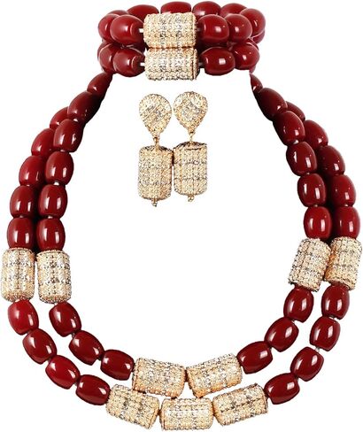 Two Layers Resin African Jewelry Set Dubai Gold Chunky Bridal Costume Necklace Set Gift Jewelry in Saudi Arabia