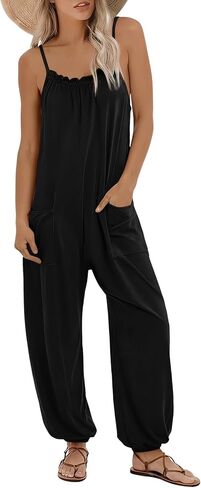Women Summer Loose Jumpsuits Casual Sleeveless Spaghetti Strap Rompers Trendy Beach Vacation Outfits in Saudi Arabia