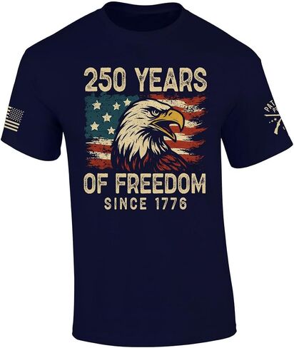 Patriot Pride Men's USA Eagle Distressed Flag 250 Years of Freedom Short Sleeve T-Shirt, Patriotic Shirts for Men in Kuwait