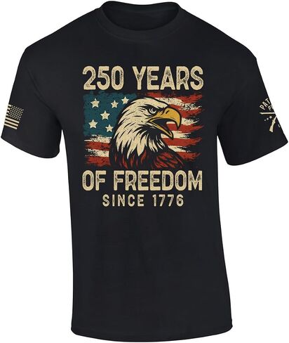 Patriot Pride Men's USA Eagle Distressed Flag 250 Years of Freedom Short Sleeve T-Shirt, Patriotic Shirts for Men in Kuwait