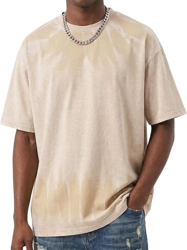 Mens Oversized Tie Dye Acid Wash T-Shirts | Casual Loose fit Crew neck Short Sleeve Vintage Washed Tshirts Streetwear in Saudi Arabia