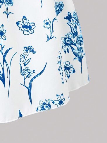 Elegant Printed Girls' Camisole Dress and Pleated Vest Dress, Fashionable and Sweet, Suitable for Daily use and Vacation in Kuwait