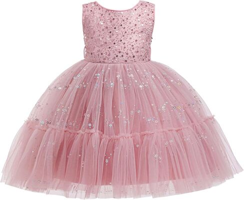 Flower Girls Sequin Dress Formal Kids Tulle Tutu Wedding Princess Prom Pageant Birthday Party Ball Gown in Saudi Arabia
