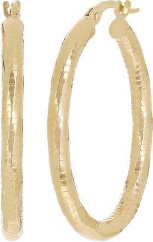 Italian 14k Yellow Gold Honeycomb Hollow Oval Hoop Earrings 1.3" 3mm 2.2 grams in Saudi Arabia