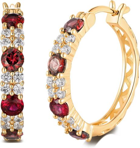 Simulated Sapphire/Ruby/Emerald with 5A CZ 20mm Hoop Earrings for Women, Hypoallergenic 925 Sterling Silver Posts, Anniversary Birthday Valentines Mothers Day Jewelry Gift in Saudi Arabia