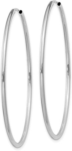 14k White Gold Endless Hoop Earrings, 1.5mm Thick, Polished in Kuwait