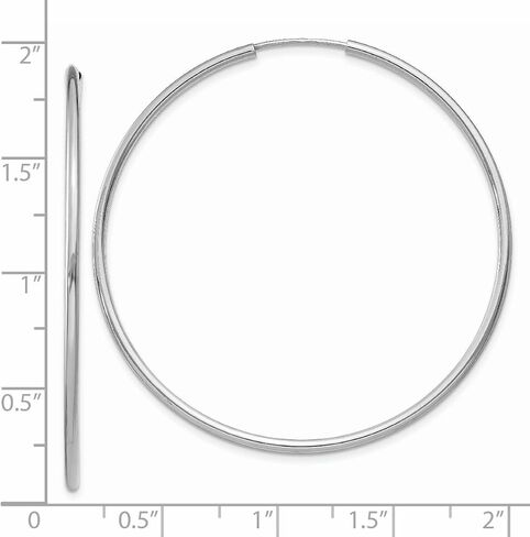 14k White Gold Endless Hoop Earrings, 1.5mm Thick, Polished in Kuwait