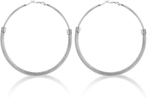 U7 Hoop Earrings for Women,Silver/Gold/Black Stainless Steel Large Hoops Earrings Statement Jewelry,20/30/40/50/60/70/80mm in Kuwait