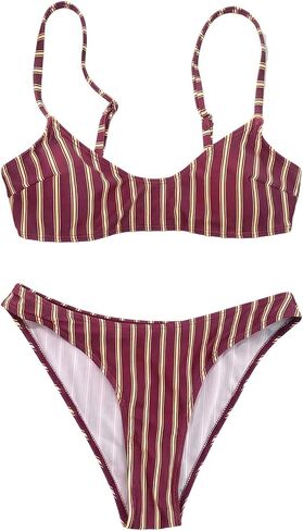 SweatyRocks Women's Two Piece Striped Bikini Swimsuit Cheeky High Cut Thong Bikini Sets in Kuwait