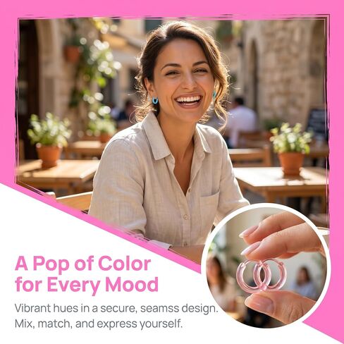 12 Pairs Resin Hoop Earrings for Women, Hypoallergenic Cute Hoop Earrings, Resin Lightweight Pierced Ear Retainers with Buckle for Sensitive Ears Skin Daily Wear- 12 Colors in Saudi Arabia