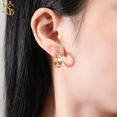 HighSpark Studded Love Earrings for Women | Gold Hoop Earrings Style Stainless Steel Studded Earrings | Lovely Gift in Saudi Arabia