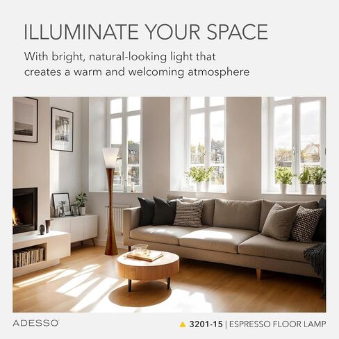 Adesso Home 3201-15 Contemporary Modern One Light Floor Lamp from Espresso Collection in Bronze/Dark Finish, 10.00 inches, Walnut Poplar Wood in Saudi Arabia