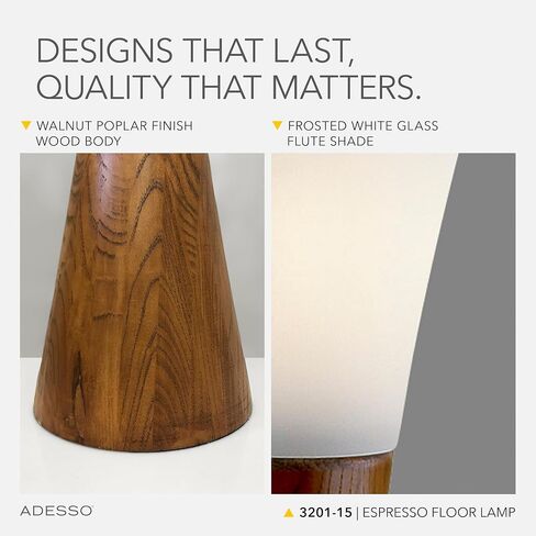 Adesso Home 3201-15 Contemporary Modern One Light Floor Lamp from Espresso Collection in Bronze/Dark Finish, 10.00 inches, Walnut Poplar Wood in Saudi Arabia