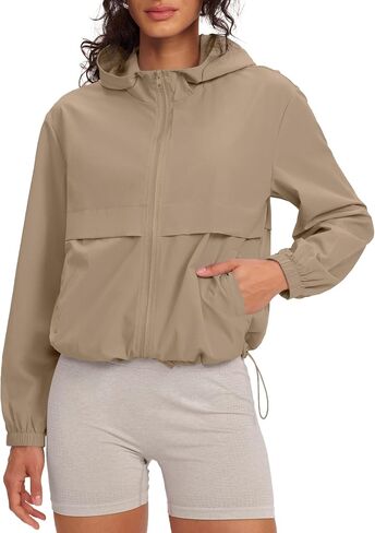 Gacaky Women's Lightweight Athletic Workout Hoodie Stand Collar Full Zip Jackets Workout Tennis Sun Protection Jacket in Kuwait
