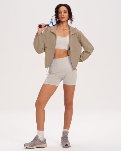 Gacaky Women's Lightweight Athletic Workout Hoodie Stand Collar Full Zip Jackets Workout Tennis Sun Protection Jacket in Kuwait