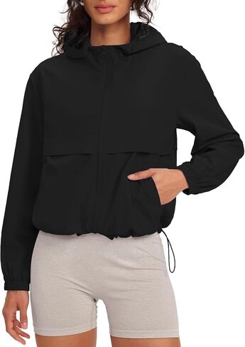 Gacaky Women's Lightweight Athletic Workout Hoodie Stand Collar Full Zip Jackets Workout Tennis Sun Protection Jacket in Kuwait