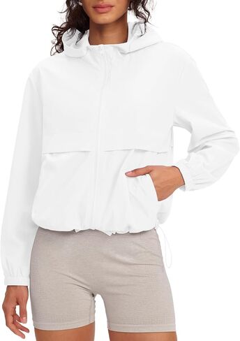 Gacaky Women's Lightweight Athletic Workout Hoodie Stand Collar Full Zip Jackets Workout Tennis Sun Protection Jacket in Kuwait