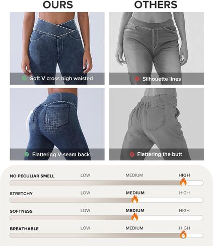 BRXL Skinny Jeans for Women Stretchy High Waisted Soft Crossover Jeggings Cute Cotton Denim Leggings with Pockets in Saudi Arabia