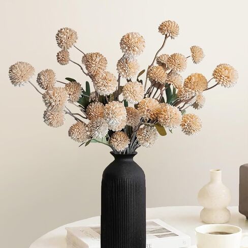 10 Pcs Fake Flowers, Artificial Mums With Long Stems, Faux Pompon Mums Floral Arrangement, 3 Mixed Colors Plastic Flowers Silk Dried Flowers Home Decor, Fall Decorations For Home Vase(No Vase) in Saudi Arabia