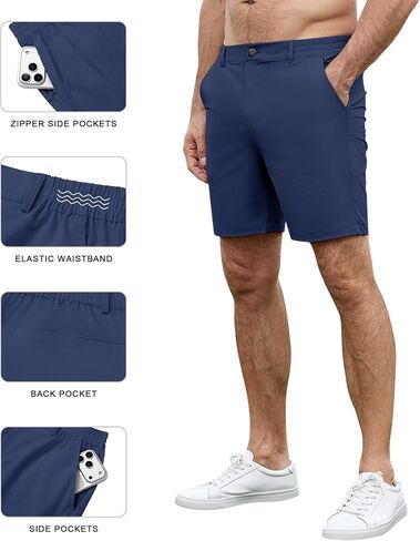 Lion Nardo Stretch Mens Golf Shorts 7" Casual Shorts for Men Elastic Waist Hiking Shorts Mens Summer Shorts Zipper Pockets in Saudi Arabia