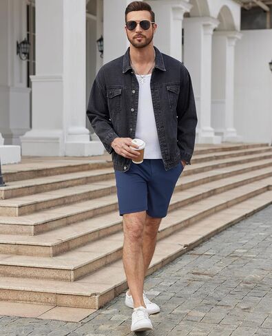 Lion Nardo Stretch Mens Golf Shorts 7" Casual Shorts for Men Elastic Waist Hiking Shorts Mens Summer Shorts Zipper Pockets in Saudi Arabia
