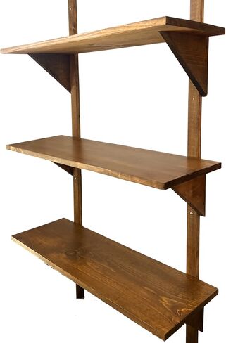 Schafer Art Studio Mid Century Modern Shelves Solid Wood Wall Shelves Set of 3 Danish Modern Wall Unit Floating Shelf System Adjustable Open Shelving Unit 48" x 8" Inch in Saudi Arabia