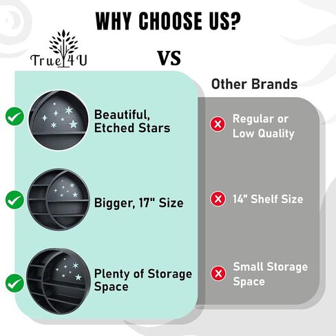 رف قمر True 4U، كبير جدًا 17 بوصة، تصميم نجمة، زيوت عطرية، بخور، رف قمر عائم - ديكور كريستالي للحمام، غرفة المعيشة، غرفة النوم، النوم، الحضانة، المكتب in Kuwait