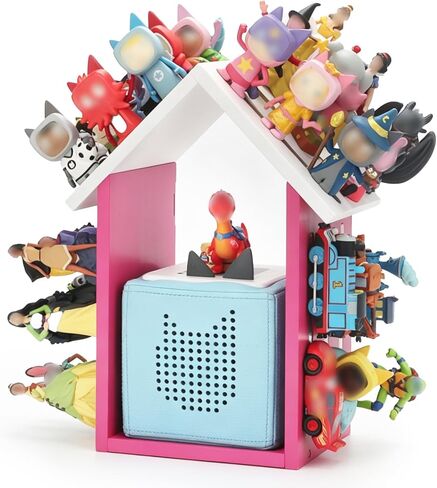 House for Tonies Box 1/2 رف تخزين مغناطيسي، حامل لـ TonieBox (عرض 20-40 شخصية وشخصيات)، منظم رف حائط لـ Tonie - مناسب للتركيب على الحائط أو استخدام سطح المكتب in Kuwait