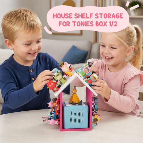House for Tonies Box 1/2 رف تخزين مغناطيسي، حامل لـ TonieBox (عرض 20-40 شخصية وشخصيات)، منظم رف حائط لـ Tonie - مناسب للتركيب على الحائط أو استخدام سطح المكتب in Kuwait