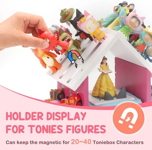 House for Tonies Box 1/2 رف تخزين مغناطيسي، حامل لـ TonieBox (عرض 20-40 شخصية وشخصيات)، منظم رف حائط لـ Tonie - مناسب للتركيب على الحائط أو استخدام سطح المكتب in Kuwait
