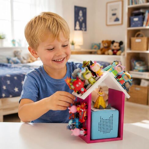 House for Tonies Box 1/2 رف تخزين مغناطيسي، حامل لـ TonieBox (عرض 20-40 شخصية وشخصيات)، منظم رف حائط لـ Tonie - مناسب للتركيب على الحائط أو استخدام سطح المكتب in Kuwait