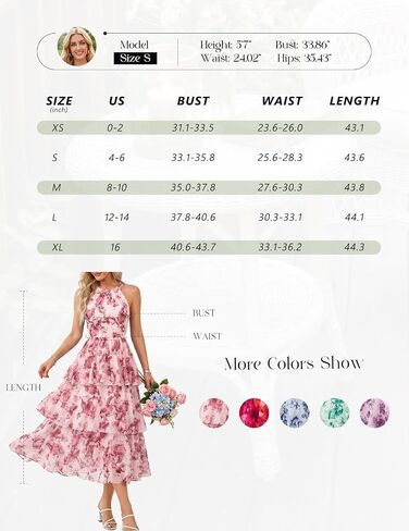 Bbonlinedress Women Halter Floral Dress Summer Wedding Guest Mesh Tiered Beach Vacation Dress Midi Flowy Casual Boho Sundress in Kuwait