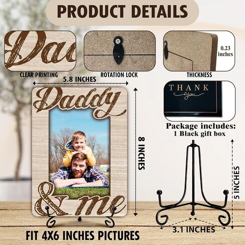 Daddy and Me Picture Frame, Dad Photo Frame, Thank You Gifts from Daughter Son, Father's Day Birthday Christmas Gifts for Men New Dad Father, Desk Tabletop Decor for 4 x 6 Photo-B06 in Saudi Arabia