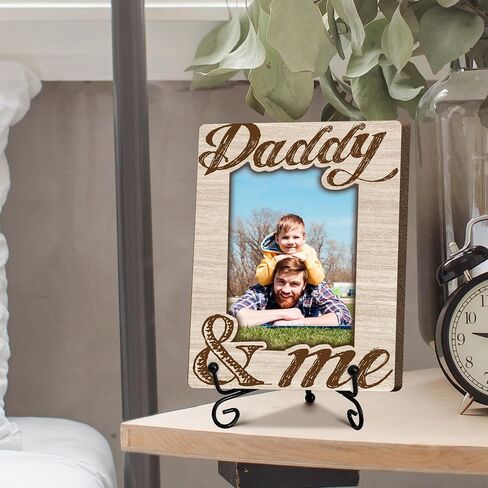 Daddy and Me Picture Frame, Dad Photo Frame, Thank You Gifts from Daughter Son, Father's Day Birthday Christmas Gifts for Men New Dad Father, Desk Tabletop Decor for 4 x 6 Photo-B06 in Saudi Arabia