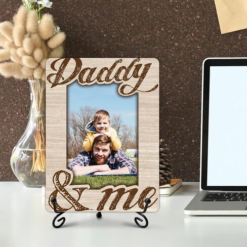 Daddy and Me Picture Frame, Dad Photo Frame, Thank You Gifts from Daughter Son, Father's Day Birthday Christmas Gifts for Men New Dad Father, Desk Tabletop Decor for 4 x 6 Photo-B06 in Saudi Arabia