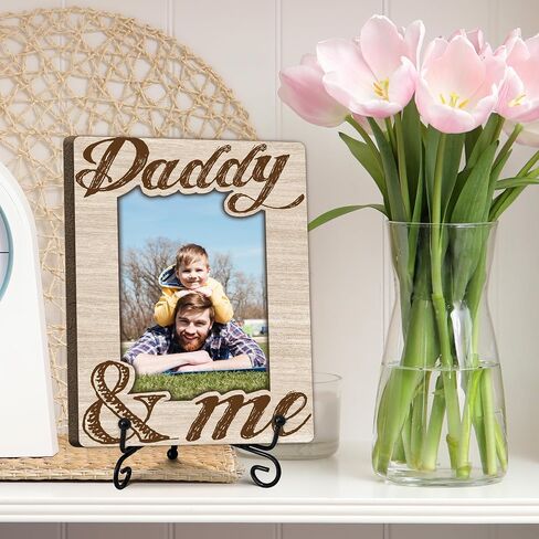 Daddy and Me Picture Frame, Dad Photo Frame, Thank You Gifts from Daughter Son, Father's Day Birthday Christmas Gifts for Men New Dad Father, Desk Tabletop Decor for 4 x 6 Photo-B06 in Saudi Arabia