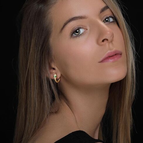 14K Gold Earrings for Women 14K Gold Hoop Earrings for Women | Gold Hoop Earrings for Women Hoops with Retro Cubic Zirconia Snakes Head Wrap Design Unique Snake Hoop Earrings for Women in Saudi Arabia