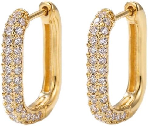Hoop Earrings for Women Cubic Zirconia Pave Huggies Lightweight Hypoallergenic Fashion Jewelry for Daily Wear Anniversary Birthday Gift in Saudi Arabia