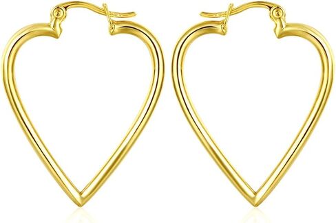 Rose Gold Plated Earrings Hoop Hinged Hoop Hearts 1" L270 in Kuwait