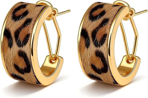 Leopard Earrings Leopard Print Hoop Earrings for Women Vintage Animal Print Large Hoop Earring Geometric Chunky Large Earring Trendy Statement Jewelry Accessories Birthday Gifts in Saudi Arabia