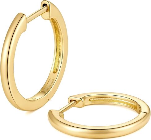 Gold Hoop Earrings for Women 14K Gold Earrings for Women 14K Gold Hoop Earring for Womens Hoops Delicate Classic Spirit Huggies Hoops Earring for Womens12/18mm in Saudi Arabia