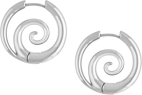 Sacina Silver-tone Spiral Hoop Earrings, Gothic Emo Punk Grunge Boho Vintage Earrings, Goth Jewelry, Christmas Jewelry Gift in Kuwait