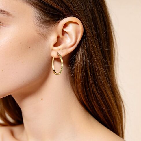 14K Gold Hoop Earrings 30mm 14kt Yellow Twisted Braided X Shape Textured Huggie Hoops Hypoallergenic Jewelry for Women in Saudi Arabia