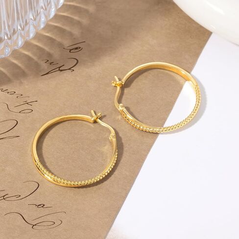 14K Gold Hoop Earrings 30mm 14kt Yellow Twisted Braided X Shape Textured Huggie Hoops Hypoallergenic Jewelry for Women in Saudi Arabia