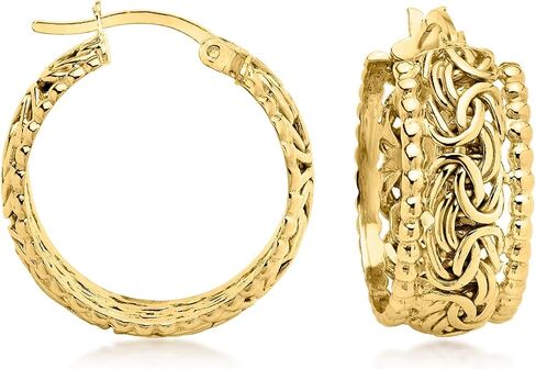 Ross-Simons 14kt Yellow Gold-Plated Byzantine Beaded-Edge Hoop Earrings in Saudi Arabia